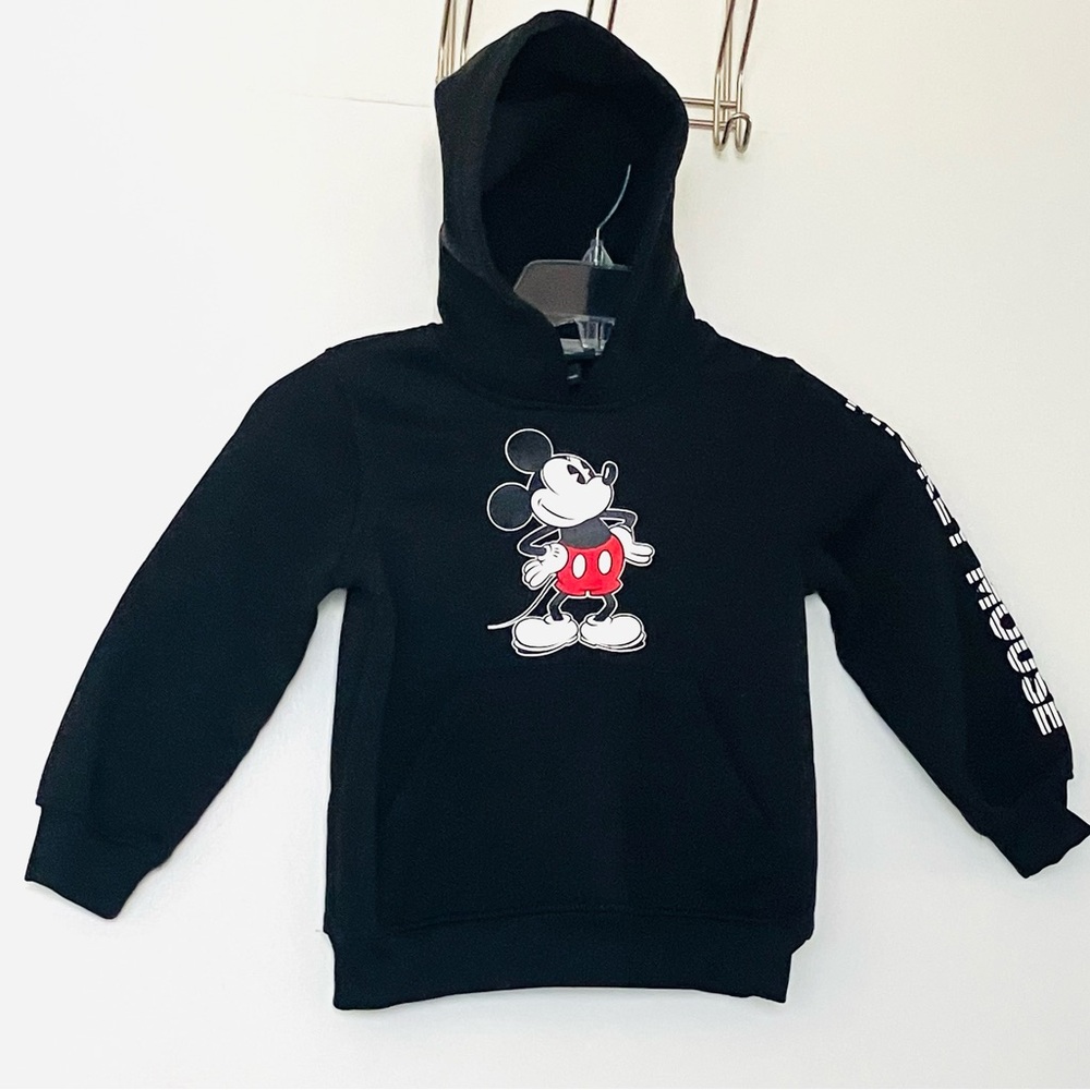 Disney Mickey Mouse Girls Black Hoodie Sweatshirt Size 4